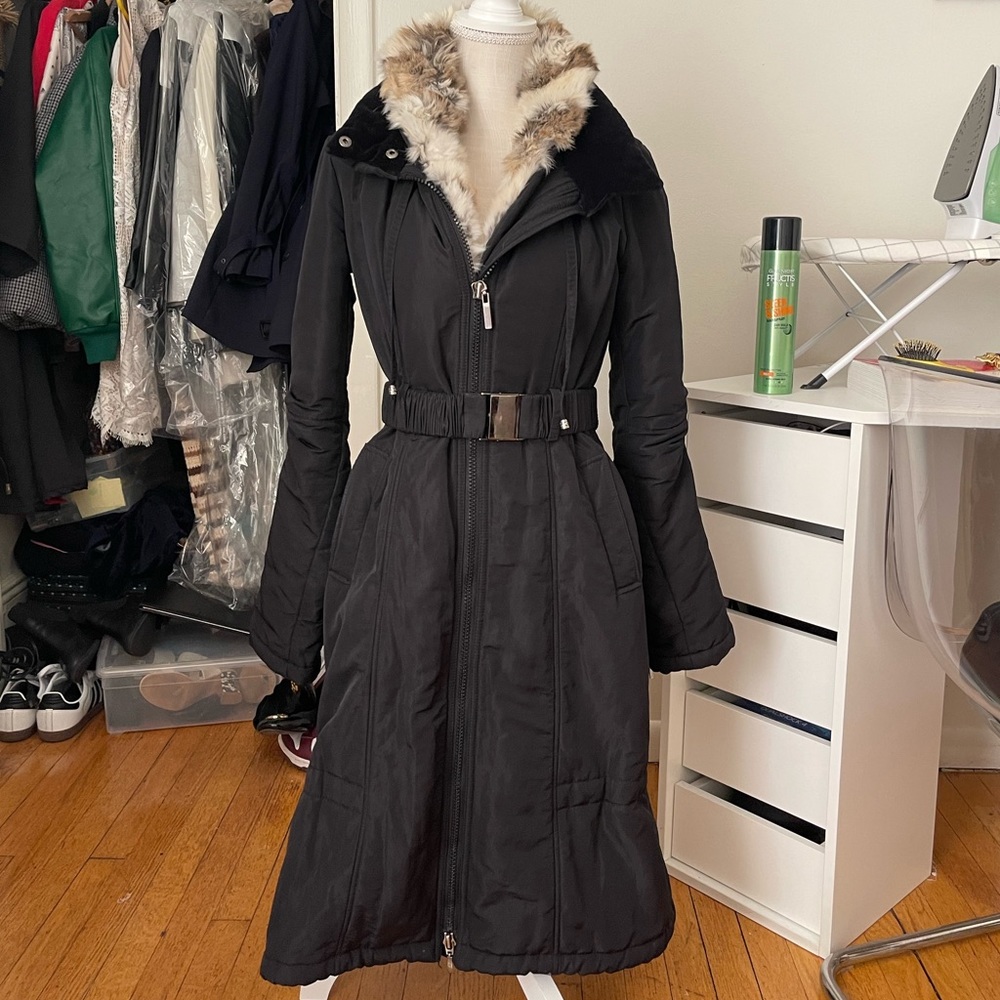 Laundry by Shelli Sengal Black Jacket Rabbit Fur Lined